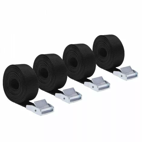 Lot De 4 Sangles D'arrimage Avec Boucle - 25 Mm X 2,5 M - Noir - Linxor - Noir 1 Lot De 4 Sangles D'arrimage Avec Boucle - 25 Mm X 2,5 M - Noir - Linxor - Noir
