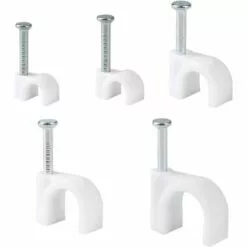 ALMI 500 PCS Attache-Câble Ronde Avec Clou En Acier Clips Muraux Pour Câbles Clips De Câbles Ronds Pour La Gestion Des Câbles Fixation Et Organisateur De Fils(4 Mm /5 Mm /6 Mm /8 Mm /10 Mm, Blanc)