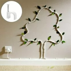 ALMI Câble Rond Clips, 100 Pièces Gestion De Câbles Avec Clou Cable Mur Attaches Câbles Pour Ethernet Organiseur Electrique Fil (10 Mm, Blanc) -Treuil, cric, palan et accessoires Soldes Boutique 53853898 5