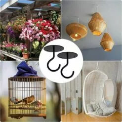 Crochet De Plafond Montage à Visser Crochet Mural Supérieur Pour Suspendus Lumière, Panier De Plantes Jardin, Jardinières, Mangeoires à Oiseaux, Lanternes, Carillons éoliens, Moustiquaire (4pcs),Starlight -Treuil, cric, palan et accessoires Soldes Boutique 54252310 5