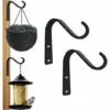Crochet Suspension Plante Décoratifs 3 Pouces Pour Mangeoires D'oiseaux D'usines Extérieures Cintres, Crochets De Suspension Muraux Noirs, Paquet De 4,Starlight