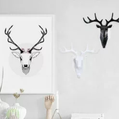 LIFCAUSAL Porte-serviettes Crochet Adhésif Forme De Tête De Cerf Wapiti Pas De Poinçonnage Crochet De Suspension Clés Murales Support Collant Coller Sur Le Mur Porte Armoire Salle De Bain Cuisine Chambre -Treuil, cric, palan et accessoires Soldes Boutique 54378353 3