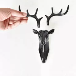 LIFCAUSAL Porte-serviettes Crochet Adhésif Forme De Tête De Cerf Wapiti Pas De Poinçonnage Crochet De Suspension Clés Murales Support Collant Coller Sur Le Mur Porte Armoire Salle De Bain Cuisine Chambre -Treuil, cric, palan et accessoires Soldes Boutique 54378353 5