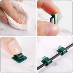 GUAZHUNIFR 100 PiècesGuazhuni Mini Clips De Câble Extérieurs Avec Ruban Adhésif Clips Câble Auto-Adhésifs Clips De Lumière De Décoration Clip De Porte-Câble Pour Noël Et Lumière De Fée ( Vert Foncé) -Treuil, cric, palan et accessoires Soldes Boutique 54700731 3