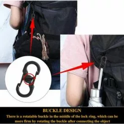 VERSAILLESFR 10 Pièces Forme S Mousquetons Crochet Mousqueton Mousqueton En Métal Mini Mousqueton Forme S Mousquetons S Bague Mousqueton Noir En Acier Inoxydable Pour Voyages Camping Randonnée Pêche Noir,Versailles -Treuil, cric, palan et accessoires Soldes Boutique 54828014 3