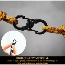 VERSAILLESFR 10 Pièces Forme S Mousquetons Crochet Mousqueton Mousqueton En Métal Mini Mousqueton Forme S Mousquetons S Bague Mousqueton Noir En Acier Inoxydable Pour Voyages Camping Randonnée Pêche Noir,Versailles -Treuil, cric, palan et accessoires Soldes Boutique 54828014 4