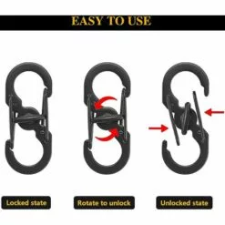 VERSAILLESFR 10 Pièces Forme S Mousquetons Crochet Mousqueton Mousqueton En Métal Mini Mousqueton Forme S Mousquetons S Bague Mousqueton Noir En Acier Inoxydable Pour Voyages Camping Randonnée Pêche Noir,Versailles -Treuil, cric, palan et accessoires Soldes Boutique 54828014 5