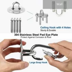 LONGZIMING Crochet De Plafond, Crochet De Fixation Murale Pour Hamac Suspendu,Yoga,Chaise Accrochante Et Sac De Boxe, 500KG Capacité Acier Inoxydable Kit De Suspension Trainer Avec Mousqueton Et Vis De Fixation 7 LONGZIMING Crochet De Plafond, Crochet De Fixation Murale Pour Hamac Suspendu,Yoga,Chaise Accrochante Et Sac De Boxe, 500KG Capacité Acier Inoxydable Kit De Suspension Trainer Avec Mousqueton Et Vis De Fixation -Treuil, cric, palan et accessoires Soldes Boutique 57058551 3