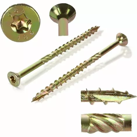 ALMI Lot De 50 Vis A Bois Torx, Vis à Bois 6x100mm En Acier Zingué Jaune Tête Torx Type, Vis à Panneaux D’aggloméré Universelle - Vis Bois 100mm 1 ALMI Lot De 50 Vis A Bois Torx, Vis à Bois 6x100mm En Acier Zingué Jaune Tête Torx Type, Vis à Panneaux D’aggloméré Universelle - Vis Bois 100mm