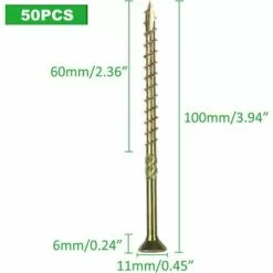 ALMI Lot De 50 Vis A Bois Torx, Vis à Bois 6x100mm En Acier Zingué Jaune Tête Torx Type, Vis à Panneaux D’aggloméré Universelle - Vis Bois 100mm 7 ALMI Lot De 50 Vis A Bois Torx, Vis à Bois 6x100mm En Acier Zingué Jaune Tête Torx Type, Vis à Panneaux D’aggloméré Universelle - Vis Bois 100mm -Treuil, cric, palan et accessoires Soldes Boutique 57117454 3