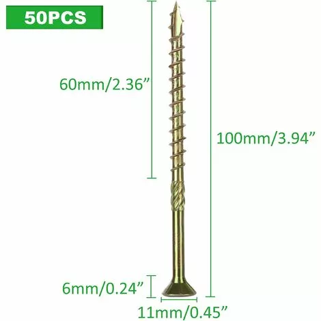 ALMI Lot De 50 Vis A Bois Torx, Vis à Bois 6x100mm En Acier Zingué Jaune Tête Torx Type, Vis à Panneaux D’aggloméré Universelle - Vis Bois 100mm 3 ALMI Lot De 50 Vis A Bois Torx, Vis à Bois 6x100mm En Acier Zingué Jaune Tête Torx Type, Vis à Panneaux D’aggloméré Universelle - Vis Bois 100mm – Image 3