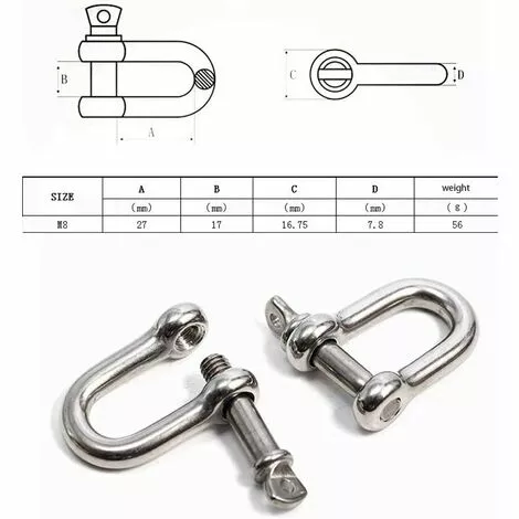 DECKON Manille En Acier Inoxydable En Forme De D, Filetée, Utilisée Pour Le Gréement Lourd, Le Recyclage De Véhicules, Le Remorquage, Facile à Transporter M4 5 DECKON Manille En Acier Inoxydable En Forme De D, Filetée, Utilisée Pour Le Gréement Lourd, Le Recyclage De Véhicules, Le Remorquage, Facile à Transporter M4 – Image 5