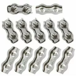 FR-LIFE BR-Vie Serre Cable Acier 3mm 12 Pièces Serre Câbles Duplex Pince De Câble Acier Inoxydable 304 D'agrafe De Câble,Câble Poignées Pour 2mm Câble Métalliques Pince À Câble Corde à Linge