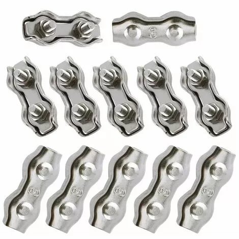 FR-LIFE BR-Vie Serre Cable Acier 3mm 12 Pièces Serre Câbles Duplex Pince De Câble Acier Inoxydable 304 D'agrafe De Câble,Câble Poignées Pour 2mm Câble Métalliques Pince À Câble Corde à Linge 1 FR-LIFE BR-Vie Serre Cable Acier 3mm 12 Pièces Serre Câbles Duplex Pince De Câble Acier Inoxydable 304 D'agrafe De Câble,Câble Poignées Pour 2mm Câble Métalliques Pince À Câble Corde à Linge