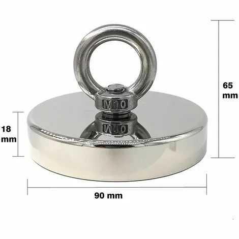 LTS FAFA Aimant Néodyme Super Puissant 300kg Idéal Pour La Pêche Magnétique Ø 90mm Avec Boucle Métal Néodyme 3 LTS FAFA Aimant Néodyme Super Puissant 300kg Idéal Pour La Pêche Magnétique Ø 90mm Avec Boucle Métal Néodyme – Image 3