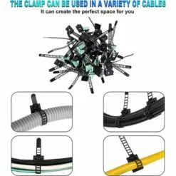 MACARON Clips Pour Cable, Attaches De Cable Clips De Câble Adhesive Attaches Ajustables En Nylon Pour Cable Et Colliers De Câble Adhésifs Pour Organiseur De Fils Electriques TV, Chargeur（100 Pièces）LO-Ron -Treuil, cric, palan et accessoires Soldes Boutique 58260804 3
