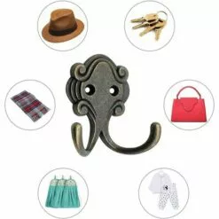 STARLIGHT SL.GT Crochets Doubles Décoratifs Vintages 12 Pièces Crochets à Double Griffe En Alliage Bronze Patères De Rangement Avec Vis Croisés En Forme De Poulpe -Treuil, cric, palan et accessoires Soldes Boutique 58462817 5