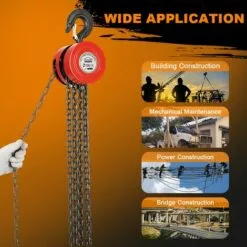 Palan à Chaîne Manuel DEWINNER 2T Avec Crochet Robuste, Hauteur De Levage 3M, Rouge,Double-Chaîne De Charge,Chaîne G80 -Treuil, cric, palan et accessoires Soldes Boutique 58491065 5