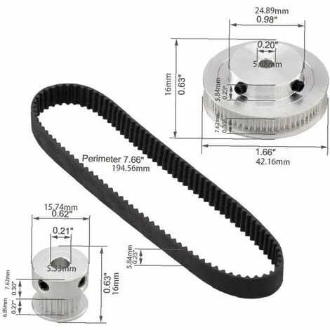 ALMI 2gt Synchrone Roue 20 60 Dents Bore En Aluminium Poulie Synchrone Gt2 Courroie Système De Poulie 4 ALMI 2gt Synchrone Roue 20 60 Dents Bore En Aluminium Poulie Synchrone Gt2 Courroie Système De Poulie – Image 4