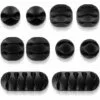 FONTAINEBLEAU Clips Câble, 10pcs Rangements De Câbles Et Serre-Câbles Attache-Câbles En Silicone, Rangement Cordon Bureau Pour Fils De Chargeur, Ordinateur, Souris, Téléphone, Écouteur Etc Fonepro Noir