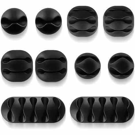 FONTAINEBLEAU Clips Câble, 10pcs Rangements De Câbles Et Serre-Câbles Attache-Câbles En Silicone, Rangement Cordon Bureau Pour Fils De Chargeur, Ordinateur, Souris, Téléphone, Écouteur Etc Fonepro Noir 1 FONTAINEBLEAU Clips Câble, 10pcs Rangements De Câbles Et Serre-Câbles Attache-Câbles En Silicone, Rangement Cordon Bureau Pour Fils De Chargeur, Ordinateur, Souris, Téléphone, Écouteur Etc Fonepro Noir