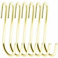 ZOLGINAH Lot De 12 Crochets De Suspension Robustes En Forme De S De 10 Cm Pour Cuisine, Salle De Bain, Chambre à Coucher Et Bureau (lot De 12, XL, Doré)