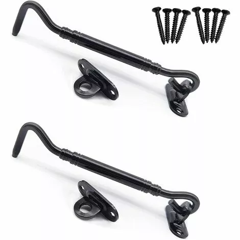 ZOLGINAH 2 Pièces Crochet De Cabine, Support Fenêtre,Crochet Fermeture Porte,Acier Inoxydable Shed Loquet Pour Porte De Hangar Porte De Garage Les Fenêtres Cabine,6 Pouce/le Noir 1 ZOLGINAH 2 Pièces Crochet De Cabine, Support Fenêtre,Crochet Fermeture Porte,Acier Inoxydable Shed Loquet Pour Porte De Hangar Porte De Garage Les Fenêtres Cabine,6 Pouce/le Noir