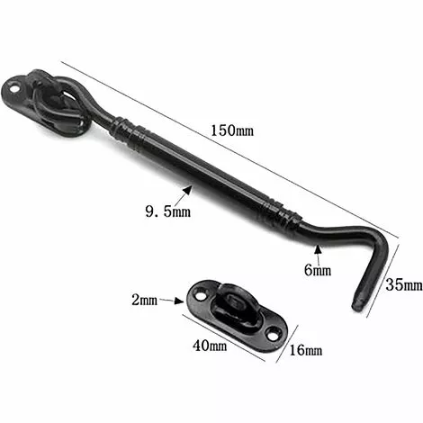 ZOLGINAH 2 Pièces Crochet De Cabine, Support Fenêtre,Crochet Fermeture Porte,Acier Inoxydable Shed Loquet Pour Porte De Hangar Porte De Garage Les Fenêtres Cabine,6 Pouce/le Noir 2 ZOLGINAH 2 Pièces Crochet De Cabine, Support Fenêtre,Crochet Fermeture Porte,Acier Inoxydable Shed Loquet Pour Porte De Hangar Porte De Garage Les Fenêtres Cabine,6 Pouce/le Noir – Image 2