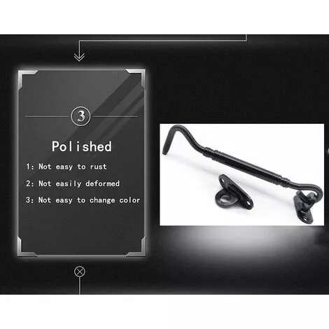 ZOLGINAH 2 Pièces Crochet De Cabine, Support Fenêtre,Crochet Fermeture Porte,Acier Inoxydable Shed Loquet Pour Porte De Hangar Porte De Garage Les Fenêtres Cabine,6 Pouce/le Noir 4 ZOLGINAH 2 Pièces Crochet De Cabine, Support Fenêtre,Crochet Fermeture Porte,Acier Inoxydable Shed Loquet Pour Porte De Hangar Porte De Garage Les Fenêtres Cabine,6 Pouce/le Noir – Image 4