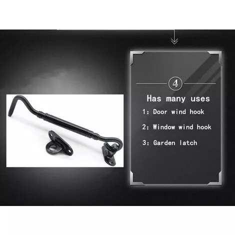 ZOLGINAH 2 Pièces Crochet De Cabine, Support Fenêtre,Crochet Fermeture Porte,Acier Inoxydable Shed Loquet Pour Porte De Hangar Porte De Garage Les Fenêtres Cabine,6 Pouce/le Noir 5 ZOLGINAH 2 Pièces Crochet De Cabine, Support Fenêtre,Crochet Fermeture Porte,Acier Inoxydable Shed Loquet Pour Porte De Hangar Porte De Garage Les Fenêtres Cabine,6 Pouce/le Noir – Image 5