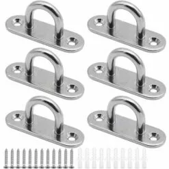 MODOU 6 Pièces Plaques à œillets Plaque De Couverture En Acier Inoxydable Plaque De Mât De 6mm Crochets De Fixation Robustes Pour Crochets Muraux Chaises Suspendues Auvent Accessoires De Bateau Etc
