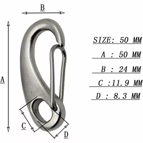 IRISFR Lilaris 6 Pièces 304 Mousqueton En INOX, Mousqueton INOX 50mm, Mousqueton Acier Inoxydable 304 Forme D'Oeuf, Pour L'Alpinisme Camping Randonnée En Plein Air 2 IRISFR Lilaris 6 Pièces 304 Mousqueton En INOX, Mousqueton INOX 50mm, Mousqueton Acier Inoxydable 304 Forme D'Oeuf, Pour L'Alpinisme Camping Randonnée En Plein Air – Image 2
