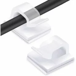 GALOZZOIT 100PCS Clips Câbles,Attache Cable Adhesif Rangement De Accroche Cable Fixation Auto Collant, Cavalier Cable Electrique,pour La Gestion Des Câbles,Transparent