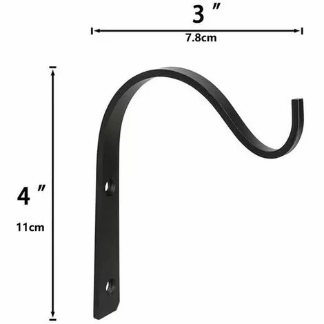 LUCKY-88 Crochet Mural En Fer Métallique 2 Pièces, Support De Plante Suspendu (noir) 2 LUCKY-88 Crochet Mural En Fer Métallique 2 Pièces, Support De Plante Suspendu (noir) – Image 2