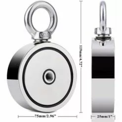 CADEAUX Aimant Puissant Double Face De Pêche Aimant Néodyme Super Puissant 75 Mm 435 Kg Aimant De Pêche Avec Crochet 20 M Mousqueton De Corde Paire De Gants 7 CADEAUX Aimant Puissant Double Face De Pêche Aimant Néodyme Super Puissant 75 Mm 435 Kg Aimant De Pêche Avec Crochet 20 M Mousqueton De Corde Paire De Gants -Treuil, cric, palan et accessoires Soldes Boutique 60109150 3