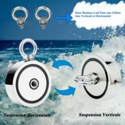 CADEAUX Aimant Puissant Double Face De Pêche Aimant Néodyme Super Puissant 75 Mm 435 Kg Aimant De Pêche Avec Crochet 20 M Mousqueton De Corde Paire De Gants 8 CADEAUX Aimant Puissant Double Face De Pêche Aimant Néodyme Super Puissant 75 Mm 435 Kg Aimant De Pêche Avec Crochet 20 M Mousqueton De Corde Paire De Gants -Treuil, cric, palan et accessoires Soldes Boutique 60109150 4