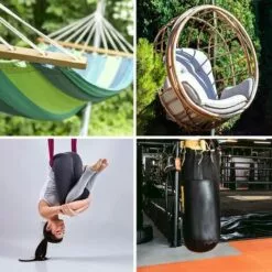 ZOLGINAH Crochet De Plafond Pour Sacs De Frappe, Support De Sac De Frappe, Crochet De Plafond En Acier Inoxydable, Robuste, Crochet De Plafond, Chaise Suspendue, Avec Vis à Ressort, Mousqueton, Accessoires De Suspension, Capacité De Charge De 450 Kg, Noir -Treuil, cric, palan et accessoires Soldes Boutique 60578210 4