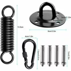 ZOLGINAH Crochet De Plafond Pour Sacs De Frappe, Support De Sac De Frappe, Crochet De Plafond En Acier Inoxydable, Robuste, Crochet De Plafond, Chaise Suspendue, Avec Vis à Ressort, Mousqueton, Accessoires De Suspension, Capacité De Charge De 450 Kg, Noir -Treuil, cric, palan et accessoires Soldes Boutique 60578210 5