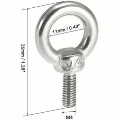 CHANCEY Lot De 10 Boulons à œil M4*10 En Acier Inoxydable 304 - Anneau De Levage - Forme De Bague Filetage Mâle De De Poids Marin Boulons Et Divers équipements De Levage D'ingénierie,SEMAket -Treuil, cric, palan et accessoires Soldes Boutique 60579940 3