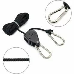 Yoouyida Sangle à Cliquet Corde 1/8 Pouces Rope Ratchet Robuste Réglable Pour Lampe à Suspension Growth (2m 2 Pièces) -Treuil, cric, palan et accessoires Soldes Boutique 60651938 3