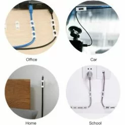 GROOFOO 60 Pièces De Serre-cables, Support De Cable Avec Base Adhésive, Jeu De Serre-cable Pour Bureau, Cordon D'alimentation, Blanc -Treuil, cric, palan et accessoires Soldes Boutique 60742892 5