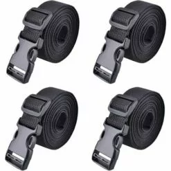 NAXUNNN Sangle à Boucle Rapide 25 Mm 38 Mm Sangle D'Arrimage 4 Pièces Sangle à Cliquet Plastique Courroie De Serrage Pour Fixation Bagage (1,5 M, A - Noir - 25mm)