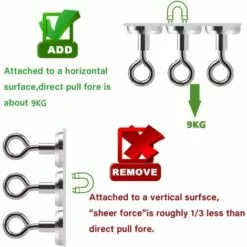 EINEMGELD Lot De 15 Crochets Magnétiques En Néodyme 16 Mm - Très Puissants - Avec Crochet Magnétique - Pour Cuisine, Salle De Bain, Garage, Bureau, Réfrigérateur -Treuil, cric, palan et accessoires Soldes Boutique 61195830 3