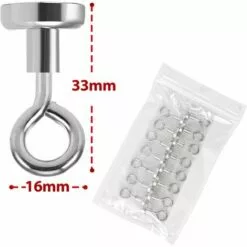 EINEMGELD Lot De 15 Crochets Magnétiques En Néodyme 16 Mm - Très Puissants - Avec Crochet Magnétique - Pour Cuisine, Salle De Bain, Garage, Bureau, Réfrigérateur -Treuil, cric, palan et accessoires Soldes Boutique 61195830 4