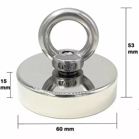 MEZHENG Aimant En Néodyme Super Puissant 120 Kg - Aimants Puissants - Idéal Pour La Pêche Magnétique - Ø 60 Mm Avec œillet En Néodyme 4 MEZHENG Aimant En Néodyme Super Puissant 120 Kg - Aimants Puissants - Idéal Pour La Pêche Magnétique - Ø 60 Mm Avec œillet En Néodyme – Image 4