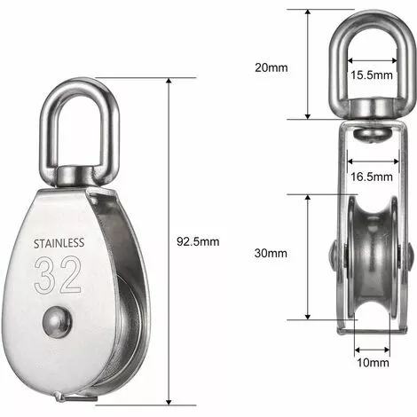EINEMGELD 2 Pièces Seul Poulies Bloc Rouleau, M32 Poulie Simple En Acier Inoxydable, Poulie Pivotante Pour Corde à Linge, Etendoir, Tendeur, Poids Et Barre De Musculation, Crochet Cord 2 EINEMGELD 2 Pièces Seul Poulies Bloc Rouleau, M32 Poulie Simple En Acier Inoxydable, Poulie Pivotante Pour Corde à Linge, Etendoir, Tendeur, Poids Et Barre De Musculation, Crochet Cord – Image 2