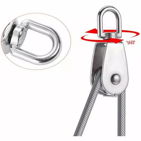 EINEMGELD 2 Pièces Seul Poulies Bloc Rouleau, M32 Poulie Simple En Acier Inoxydable, Poulie Pivotante Pour Corde à Linge, Etendoir, Tendeur, Poids Et Barre De Musculation, Crochet Cord 4 EINEMGELD 2 Pièces Seul Poulies Bloc Rouleau, M32 Poulie Simple En Acier Inoxydable, Poulie Pivotante Pour Corde à Linge, Etendoir, Tendeur, Poids Et Barre De Musculation, Crochet Cord – Image 4