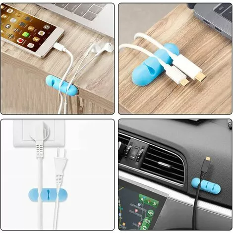 MEZHENG Clips Câble, 10pcs Rangements De Câbles Et Serre-Câbles Attache-Câbles En Silicone, Rangement Cordon Bureau Pour Fils De Chargeur, Ordinateur, Souris, Téléphone, Écouteur Etc (Bleu) 5 MEZHENG Clips Câble, 10pcs Rangements De Câbles Et Serre-Câbles Attache-Câbles En Silicone, Rangement Cordon Bureau Pour Fils De Chargeur, Ordinateur, Souris, Téléphone, Écouteur Etc (Bleu) – Image 5