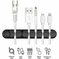 MEZHENG Clips Câble Cordon Organisateur Bureau, 2 Pièces (6 Fentes) Support Attache-Câble Gestion, Adhésif En Silicone Rangement Cordon Pour Fils De Chargeur/Ordinateur/Souris/Écouteur/Téléphone Etc. -Treuil, cric, palan et accessoires Soldes Boutique 63472651 4