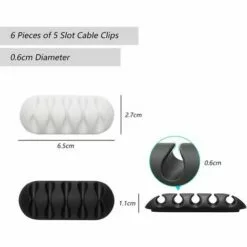 MEZHENG Support De Câble À 5 Canaux 6 Pièces, Organisateur De Câbles Noir Et Blanc, Pinces Auto-Adhésives Pour Cordon D'alimentation, Câble De Usb, Charge Et Audio, Acheminement Des Câbles, Bureau Et Domicile -Treuil, cric, palan et accessoires Soldes Boutique 63473951 3